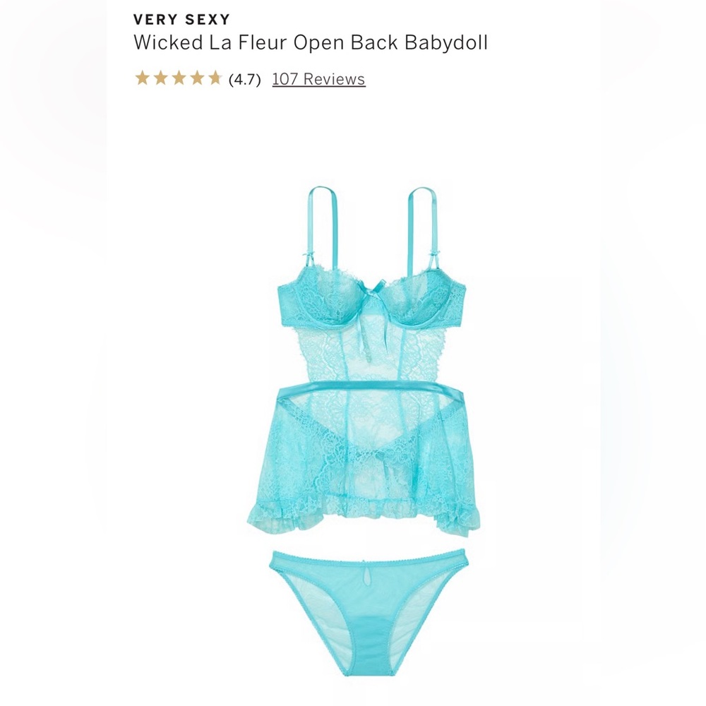 Victorias Secret Wicked La Fleur Open Back Babydoll